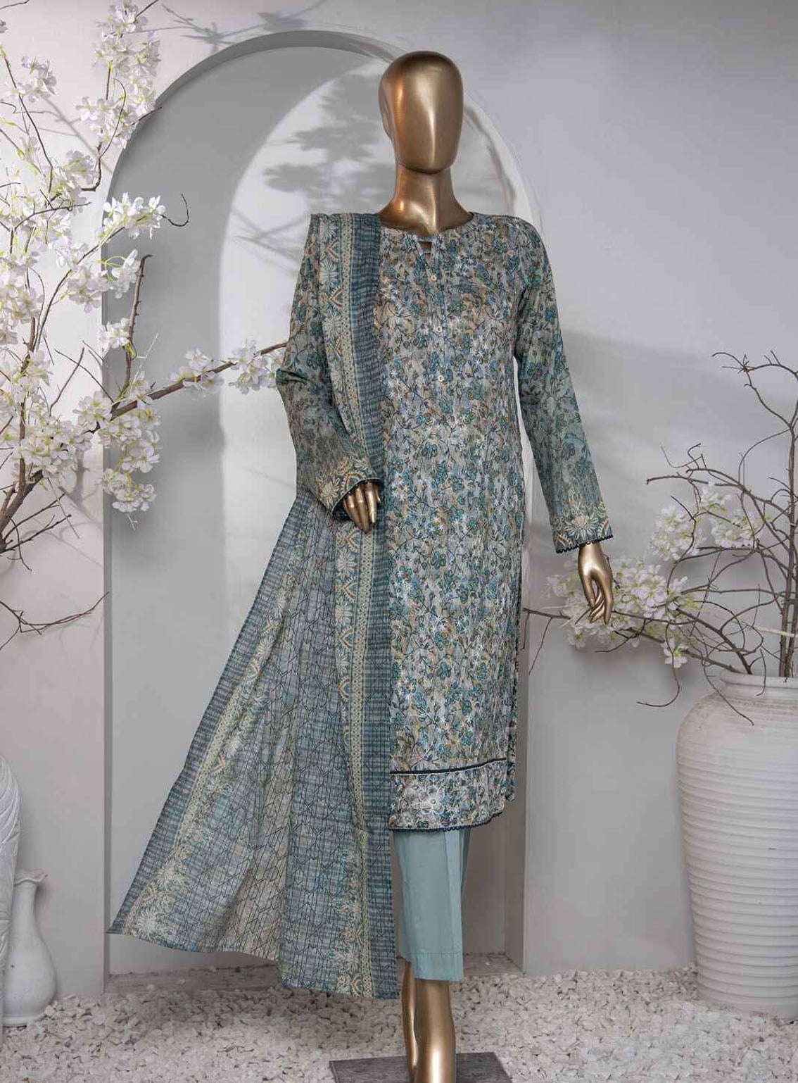 HZ Premium Dhagakari Embroidered Lawn 3 Piece Unstitched Suit HZ24PD D-803 HZ Premium Dhagakari Embroidered Lawn 3 Piece Unstitched Suit HZ24PD D-803