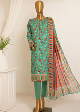 HZ Textile Airjet Filament Viscose Bana Dora Printed 3 Piece Unstitched Suit HZ24FVBD AVP-1101