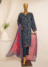 HZ Textile Airjet Filament Viscose Bana Dora Printed 3 Piece Unstitched Suit HZ24FVBD AVP-1103