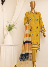 HZ Textile Airjet Filament Viscose Bana Dora Printed 3 Piece Unstitched Suit HZ24FVBD AVP-1109