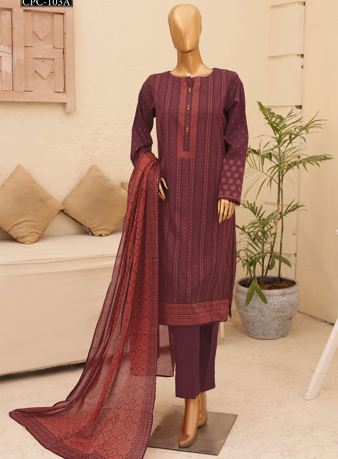 HZ Textile Chunri Printed Lawn 3 Piece Unstitched Suit HZ24C CPC-103A HZ Textile Chunri Printed Lawn 3 Piece Unstitched Suit HZ24C CPC-103A