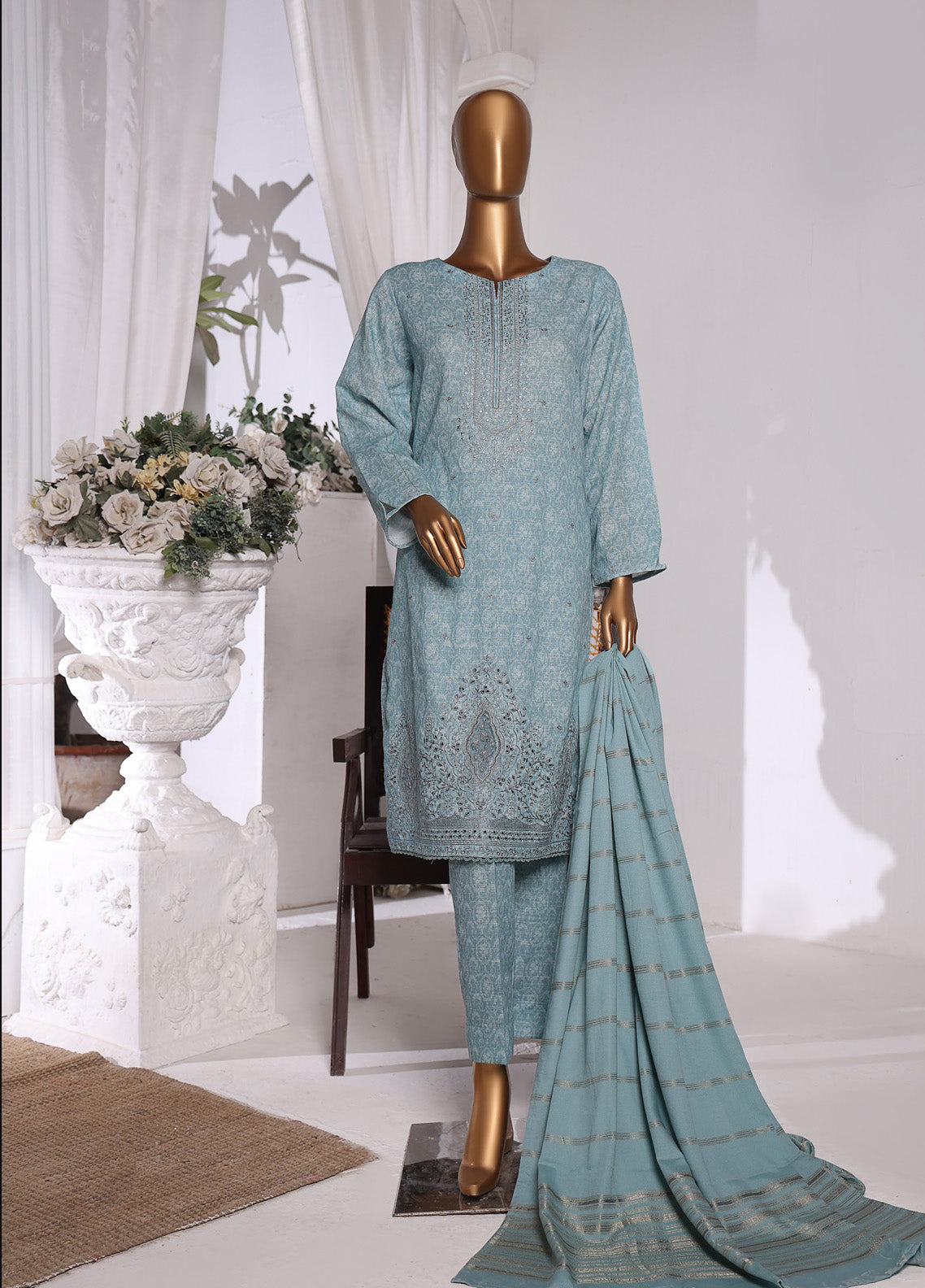 HZ Textile Embroidered Khaddar With Dyed Karandi Shawl 3 Piece Unstitched Suit HZ24KKS KES-69 HZ Textile Embroidered Khaddar With Dyed Karandi Shawl 3 Piece Unstitched Suit HZ24KKS KES-69