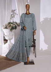 HZ Textile Embroidered Khaddar With Dyed Karandi Shawl 3 Piece Unstitched Suit HZ24KKS KES-70