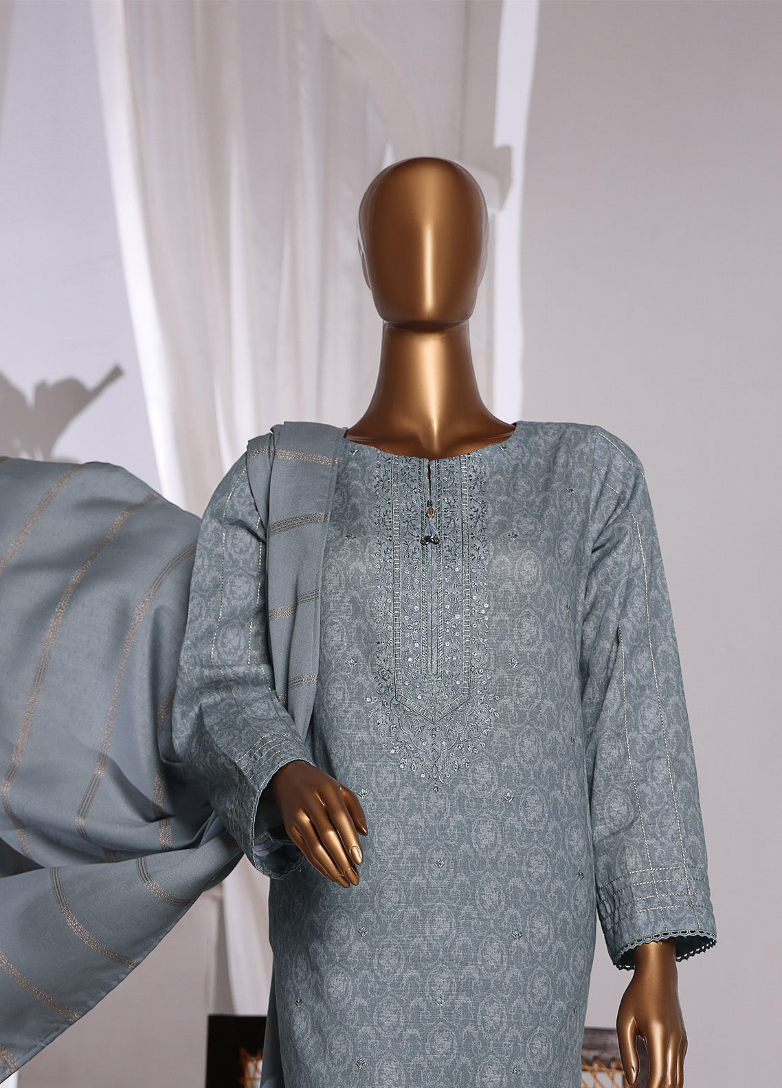 HZ Textile Embroidered Khaddar With Dyed Karandi Shawl 3 Piece Unstitched Suit HZ24KKS KES-70 HZ Textile Embroidered Khaddar With Dyed Karandi Shawl 3 Piece Unstitched Suit HZ24KKS KES-70