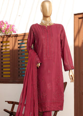 HZ Textile Lucknowi Chikankari Embroidered Lawn 3 Piece Unstitched Suit HZ24LC LCE-12