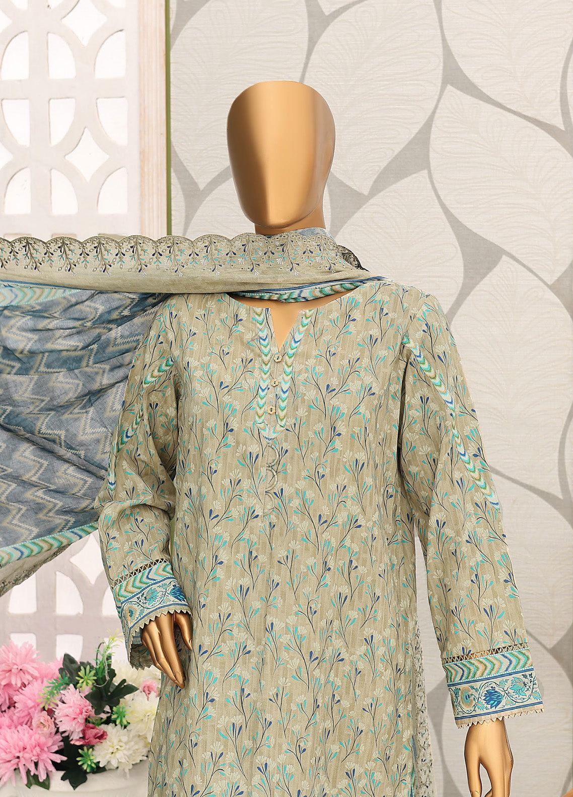 HZ Textile Premium Embroidered Cotton Lawn 3 Piece Unstitched Suit HZ24CWV2 D-141 HZ Textile Premium Embroidered Cotton Lawn 3 Piece Unstitched Suit HZ24CWV2 D-141