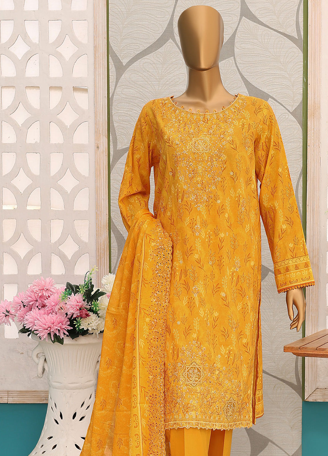HZ Textile Premium Embroidered Cotton Lawn 3 Piece Unstitched Suit HZ24CWV2 D-142 HZ Textile Premium Embroidered Cotton Lawn 3 Piece Unstitched Suit HZ24CWV2 D-142