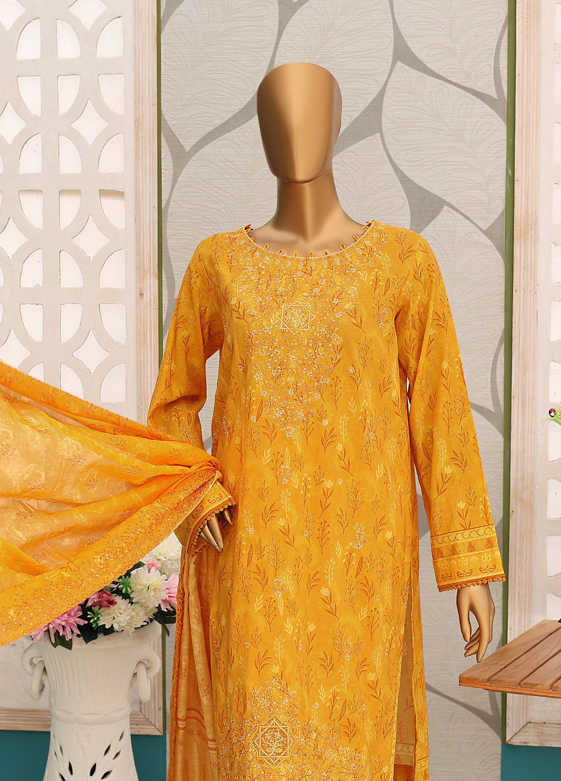 HZ Textile Premium Embroidered Cotton Lawn 3 Piece Unstitched Suit HZ24CWV2 D-142 HZ Textile Premium Embroidered Cotton Lawn 3 Piece Unstitched Suit HZ24CWV2 D-142