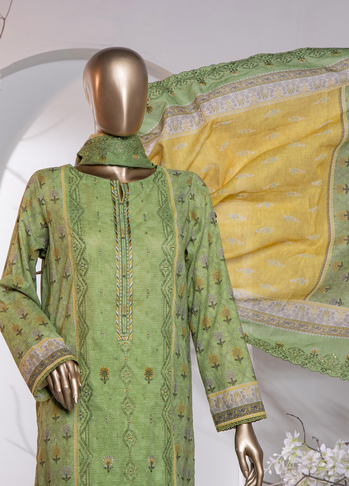 HZ Textile Premium Embroidered Cotton Lawn 3 Piece Unstitched Suit HZ24CWV2 D-753 HZ Textile Premium Embroidered Cotton Lawn 3 Piece Unstitched Suit HZ24CWV2 D-753