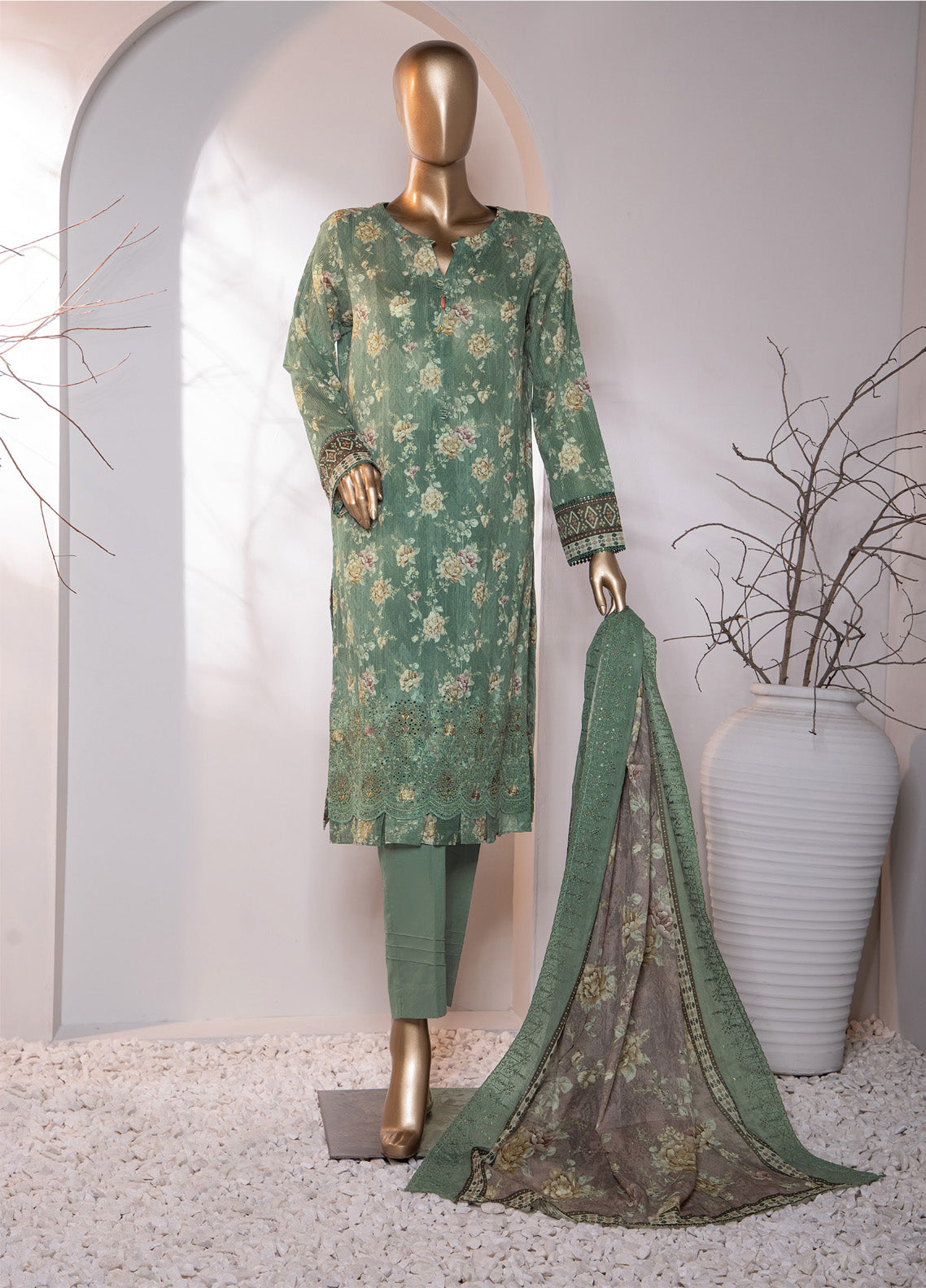 HZ Textile Premium Embroidered Cotton Lawn 3 Piece Unstitched Suit HZ24CWV2 D-773 HZ Textile Premium Embroidered Cotton Lawn 3 Piece Unstitched Suit HZ24CWV2 D-773
