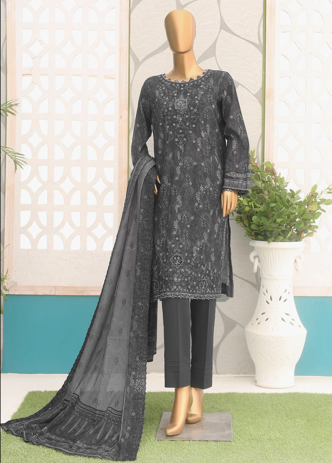 HZ Textile Premium Embroidered Lawn 3 Piece Unstitched Suit HZ25PEV2 PEC-147 HZ Textile Premium Embroidered Lawn 3 Piece Unstitched Suit HZ25PEV2 PEC-147