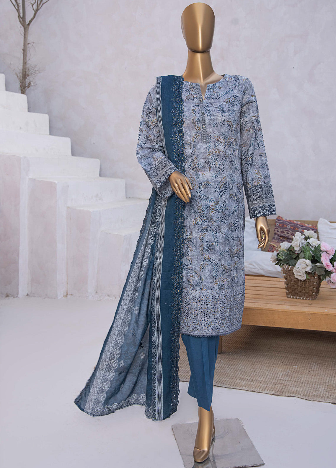 HZ Textile Premium Embroidered Lawn 3 Piece Unstitched Suit HZ25PEV2 PEC-823 HZ Textile Premium Embroidered Lawn 3 Piece Unstitched Suit HZ25PEV2 PEC-823