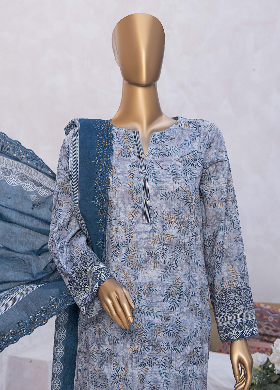 HZ Textile Premium Embroidered Lawn 3 Piece Unstitched Suit HZ25PEV2 PEC-823 HZ Textile Premium Embroidered Lawn 3 Piece Unstitched Suit HZ25PEV2 PEC-823