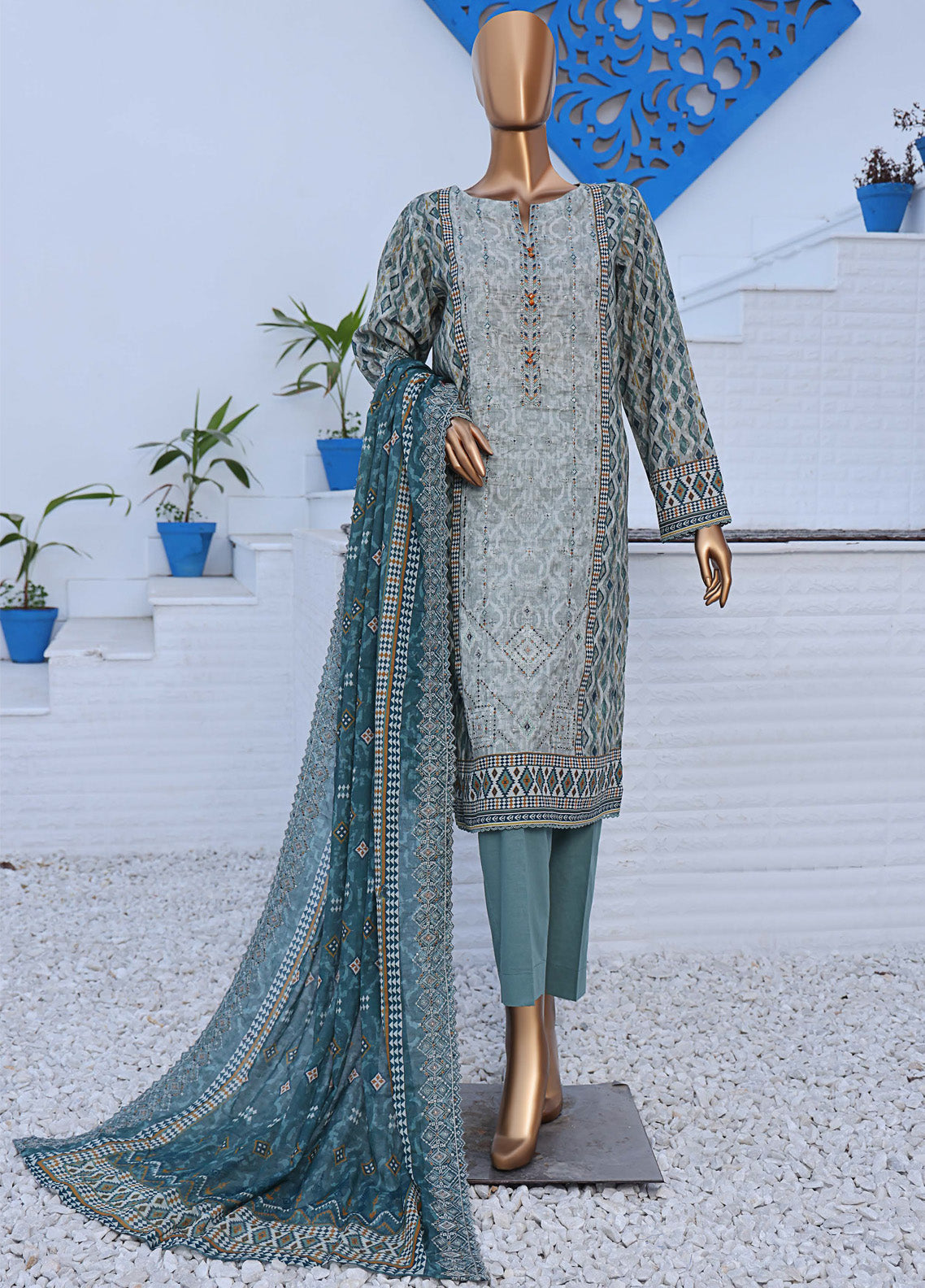 HZ Textile Premium Embroidered Lawn 3 Piece Unstitched Suit HZ25PEV2 PEC-824 HZ Textile Premium Embroidered Lawn 3 Piece Unstitched Suit HZ25PEV2 PEC-824