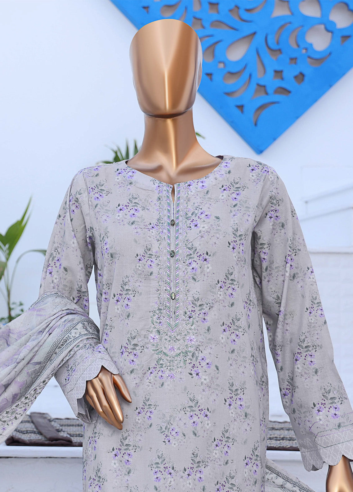 HZ Textile Premium Embroidered Lawn 3 Piece Unstitched Suit HZ25PEV2 PEC-985 HZ Textile Premium Embroidered Lawn 3 Piece Unstitched Suit HZ25PEV2 PEC-985