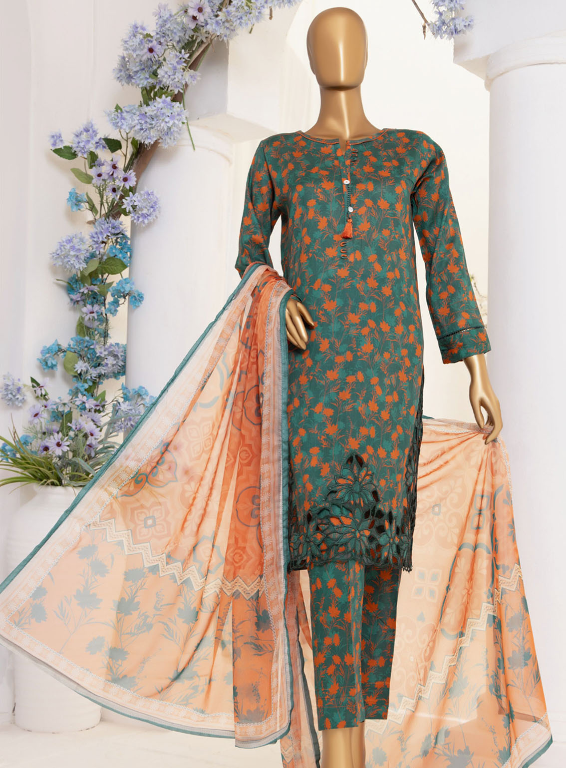HZ Textile Print & Needle Cutwork Lawn 3 Piece Stitched Suit HZ24P&N D-406 HZ Textile Print & Needle Cutwork Lawn 3 Piece Stitched Suit HZ24P&N D-406