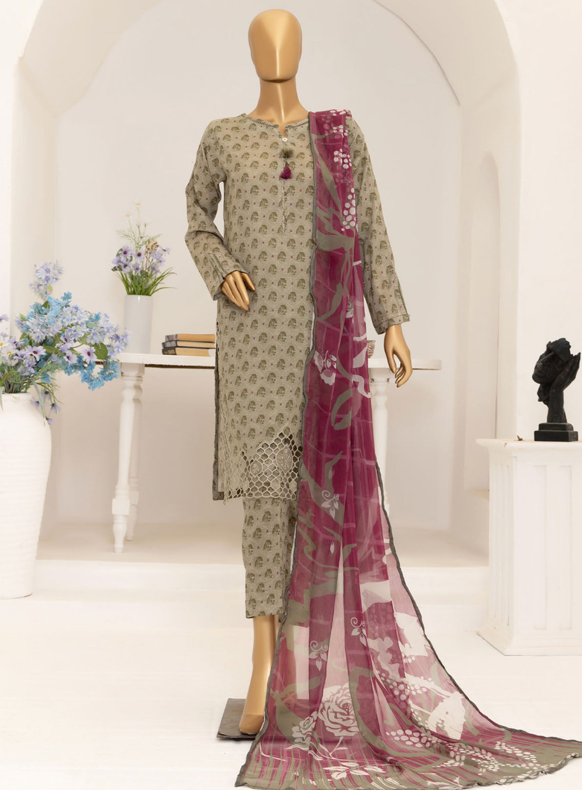 HZ Textile Print & Needle Cutwork Lawn 3 Piece Stitched Suit HZ24P&N D-413 HZ Textile Print & Needle Cutwork Lawn 3 Piece Stitched Suit HZ24P&N D-413