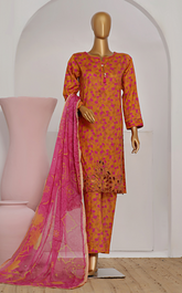 HZ Textile Print & Needle Embroidered Cotton 3 Piece Stitched Suit HZ24P&NV2 ECL-407