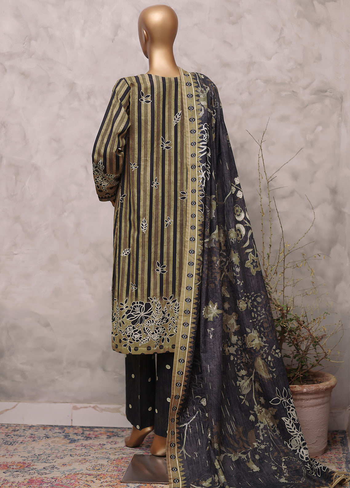 HZ Textile Printed Khaddar 3 Piece Stitched Suit HZ25KPV2 D-2568 OLIVE STRIPES HZ Textile Printed Khaddar 3 Piece Stitched Suit HZ25KPV2 D-2568 OLIVE STRIPES