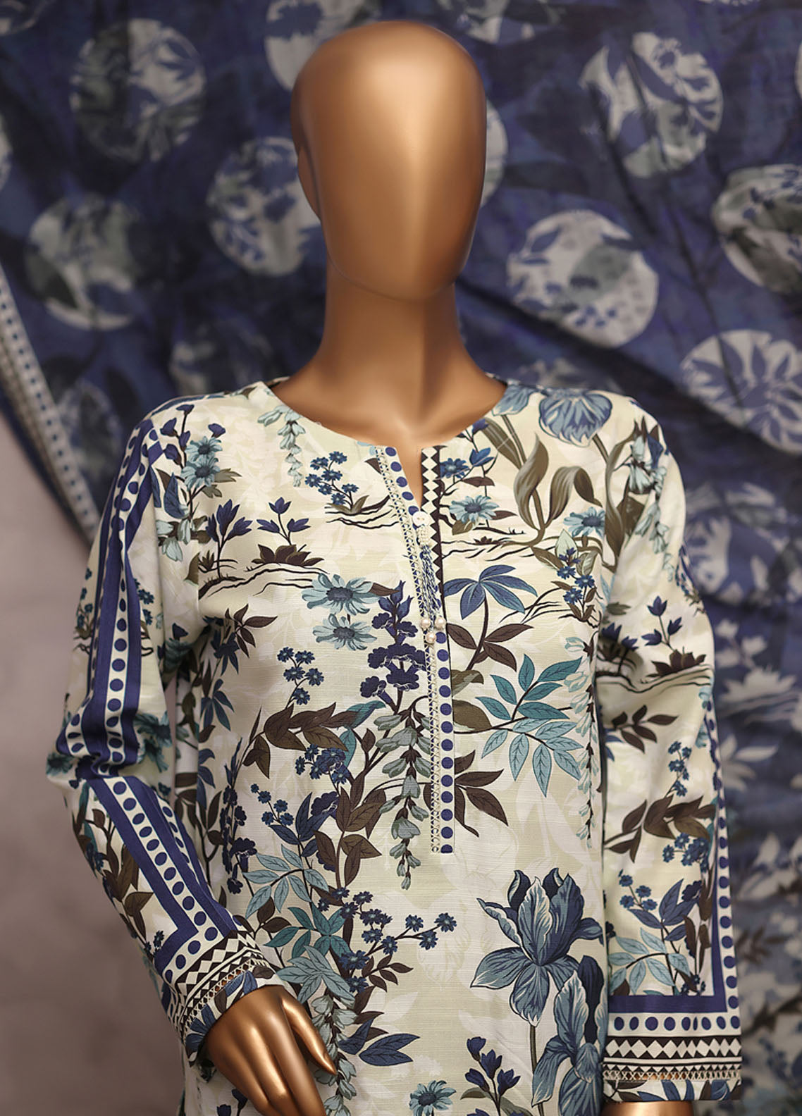 HZ Textile Printed Khaddar 3 Piece Stitched Suit HZ25KPV2 D-2570 CYAN VINTAGE HZ Textile Printed Khaddar 3 Piece Stitched Suit HZ25KPV2 D-2570 CYAN VINTAGE