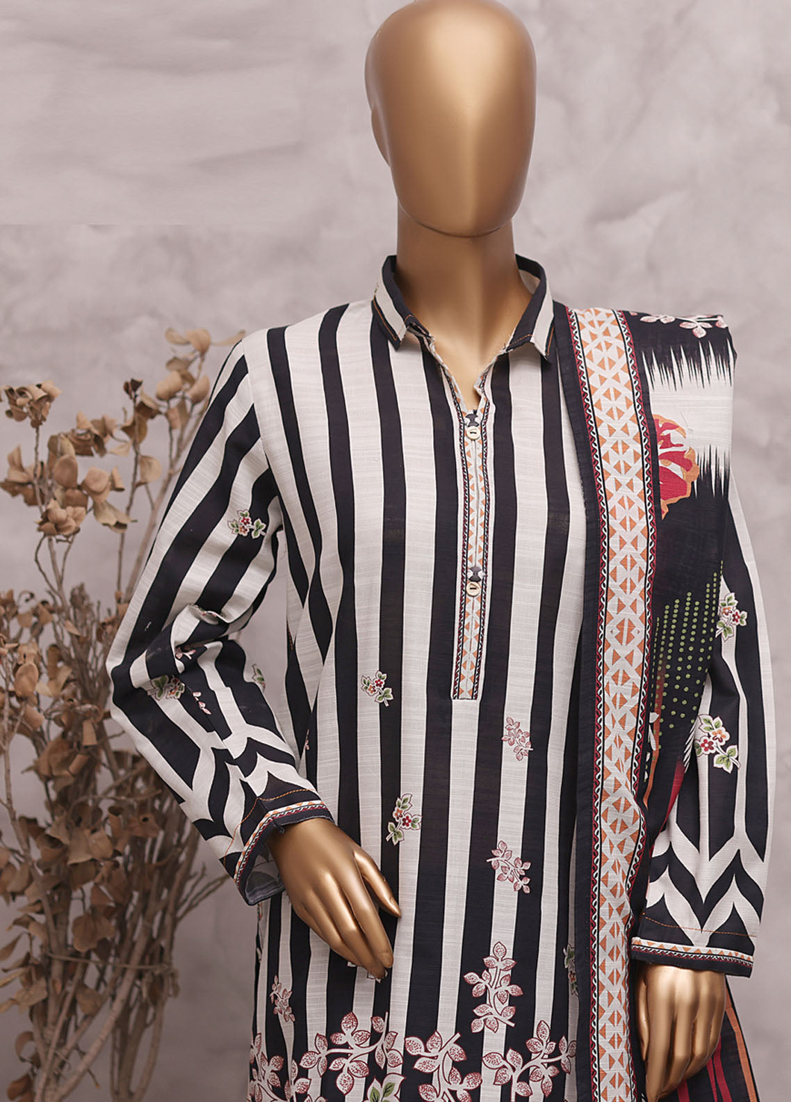 HZ Textile Printed Khaddar 3 Piece Stitched Suit HZ25KPV2 D-2577 BOLD STRIPES HZ Textile Printed Khaddar 3 Piece Stitched Suit HZ25KPV2 D-2577 BOLD STRIPES