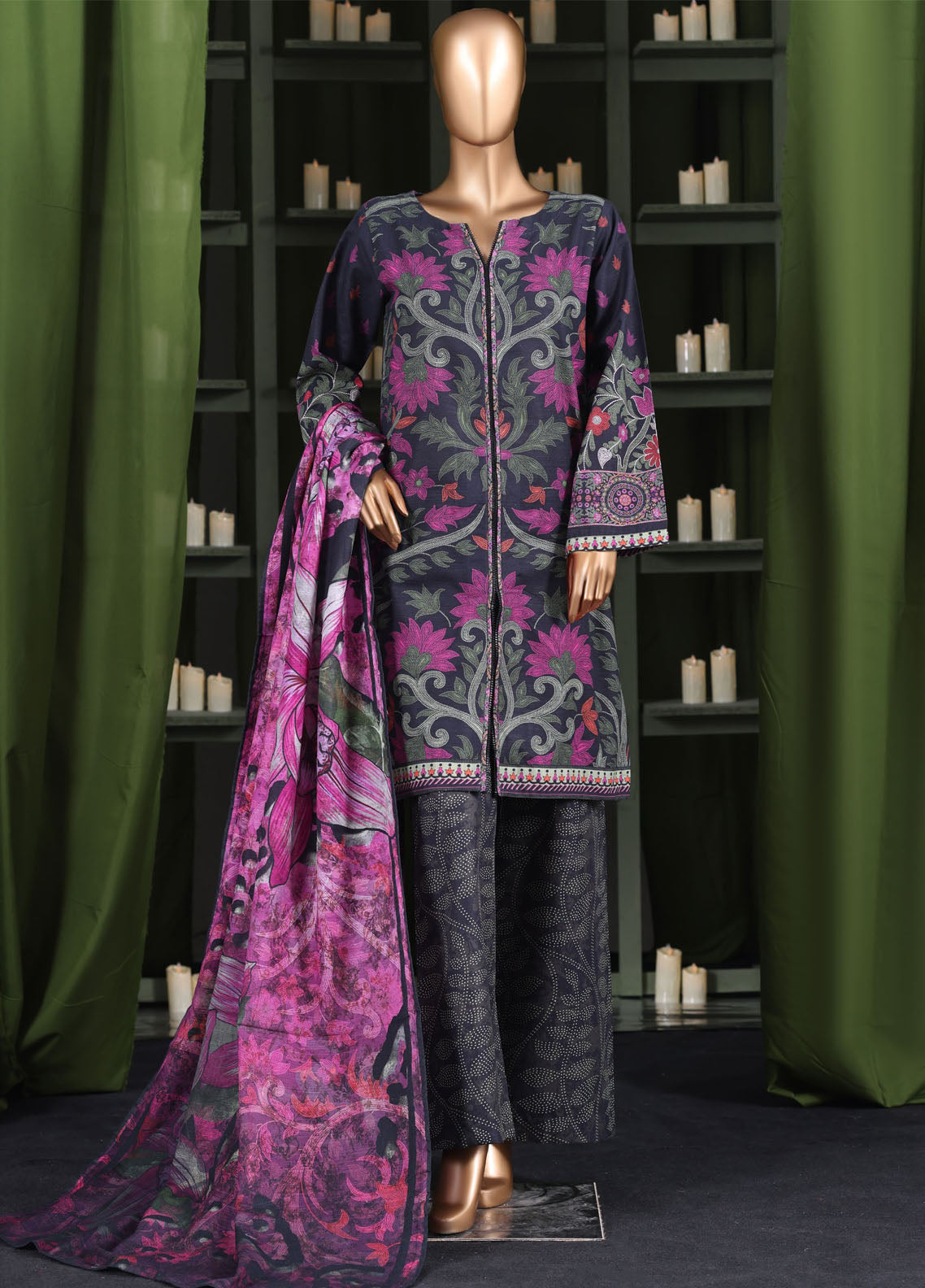 HZ Textile Printed Khaddar 3 Piece Stitched Suit HZ25KPV3 D-2574 BLACK DOTS HZ Textile Printed Khaddar 3 Piece Stitched Suit HZ25KPV3 D-2574 BLACK DOTS
