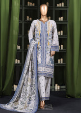 HZ Textile Printed Khaddar 3 Piece Stitched Suit HZ25KPV3 D-2575 IVORY BLUE