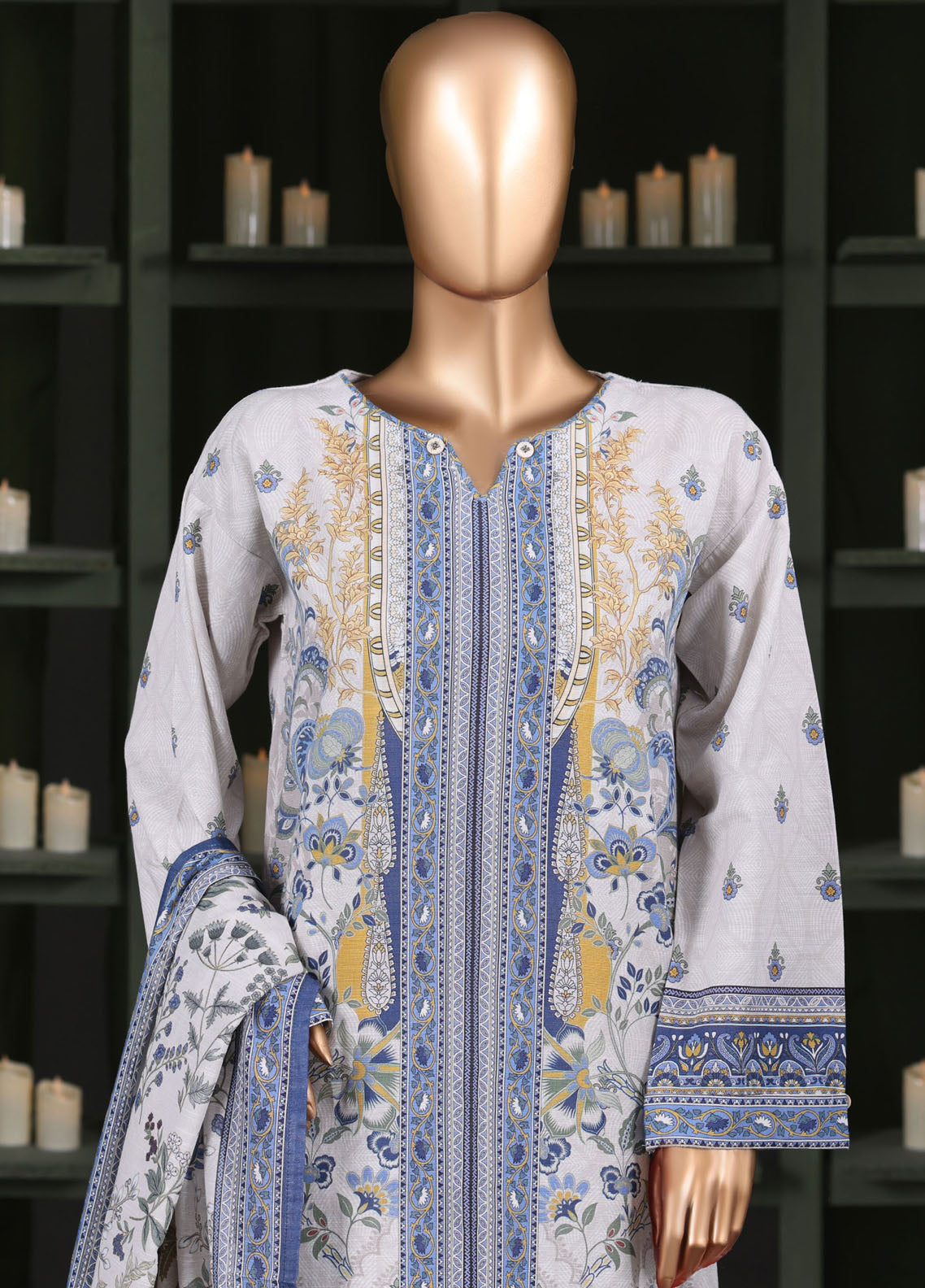 HZ Textile Printed Khaddar 3 Piece Stitched Suit HZ25KPV3 D-2575 IVORY BLUE HZ Textile Printed Khaddar 3 Piece Stitched Suit HZ25KPV3 D-2575 IVORY BLUE
