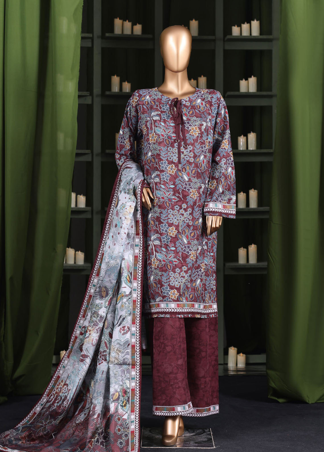 HZ Textile Printed Khaddar 3 Piece Stitched Suit HZ25KPV3 D-2576 MAROON DIMENSION HZ Textile Printed Khaddar 3 Piece Stitched Suit HZ25KPV3 D-2576 MAROON DIMENSION