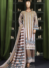 HZ Textile Printed Khaddar 3 Piece Stitched Suit HZ25KPV3 D-2578 BEIGE BLUE