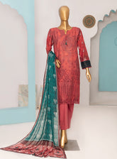 HZ Textile Printkari Embroidered Lawn 3 Piece Stitched Suit - HZ24P PLC-410