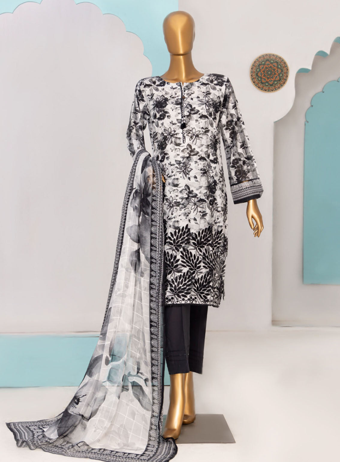 HZ Textile Printkari Embroidered Lawn 3 Piece Stitched Suit - HZ24P PLC-411 HZ Textile Printkari Embroidered Lawn 3 Piece Stitched Suit - HZ24P PLC-411
