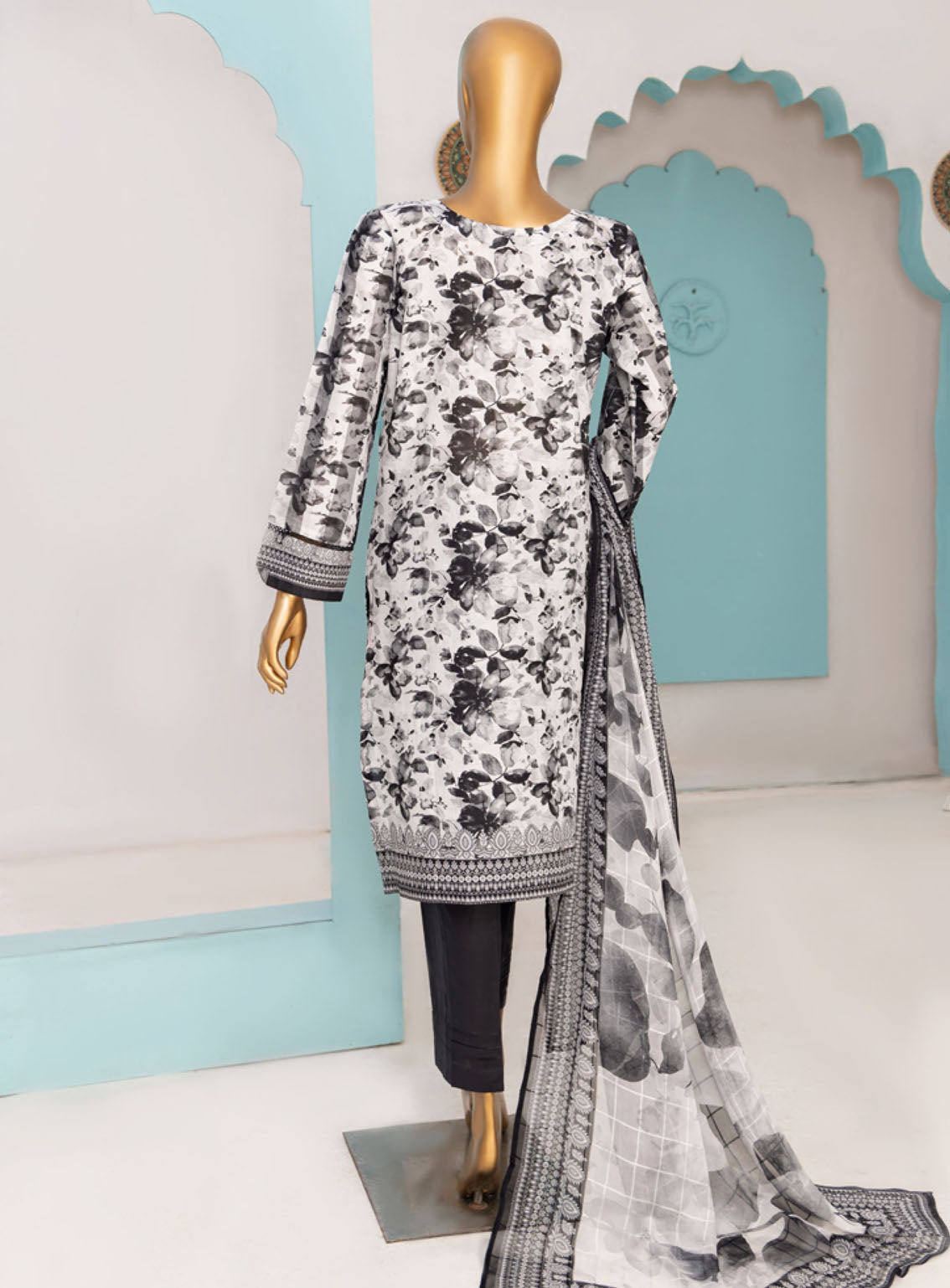 HZ Textile Printkari Embroidered Lawn 3 Piece Stitched Suit - HZ24P PLC-411 HZ Textile Printkari Embroidered Lawn 3 Piece Stitched Suit - HZ24P PLC-411
