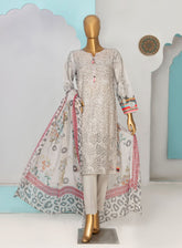 HZ Textile Printkari Embroidered Lawn 3 Piece Stitched Suit - HZ24P PLC-412