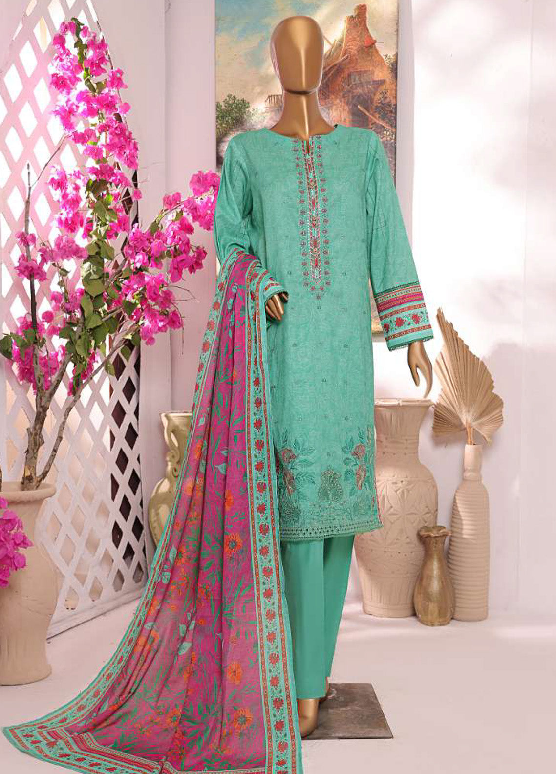 HZ Textile Printkari Slub Embroidered Cambric 3 Piece Unstitched Suit HZ24P PSC-217 HZ Textile Printkari Slub Embroidered Cambric 3 Piece Unstitched Suit HZ24P PSC-217