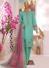 HZ Textile Printkari Slub Embroidered Cambric 3 Piece Unstitched Suit HZ24P PSC-217