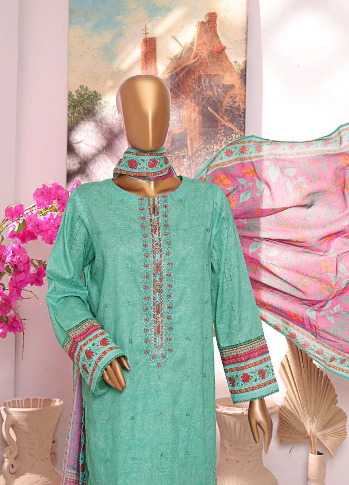 HZ Textile Printkari Slub Embroidered Cambric 3 Piece Unstitched Suit HZ24P PSC-217 HZ Textile Printkari Slub Embroidered Cambric 3 Piece Unstitched Suit HZ24P PSC-217