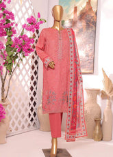 HZ Textile Printkari Slub Embroidered Cambric 3 Piece Unstitched Suit HZ24P PSC-218