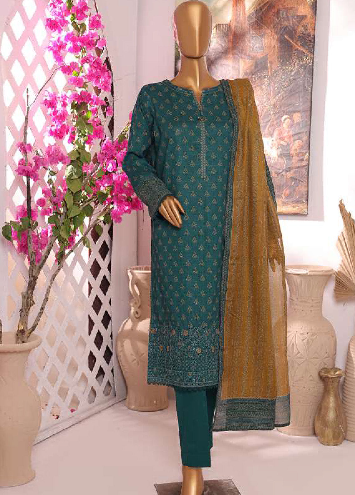 HZ Textile Printkari Slub Embroidered Cambric 3 Piece Unstitched Suit HZ24P PSC-223 HZ Textile Printkari Slub Embroidered Cambric 3 Piece Unstitched Suit HZ24P PSC-223