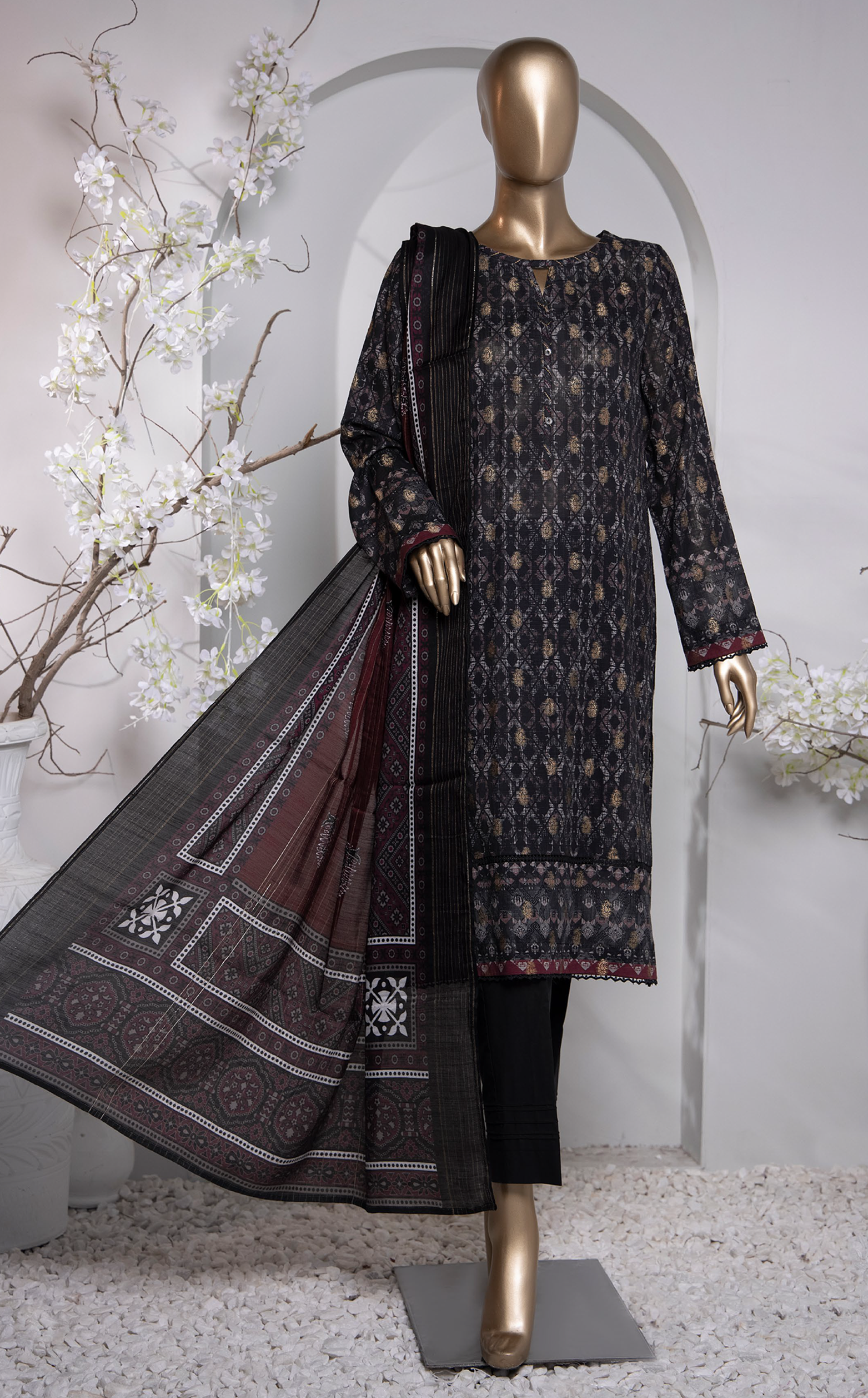HZ Textile Turkish Jacquard Printed 3 Piece Unstitched Suit HZ24T TJP-1033 HZ Textile Turkish Jacquard Printed 3 Piece Unstitched Suit HZ24T TJP-1033