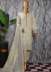HZ Textiles Embroidered Slub Cotton 3 Piece Unstitched Suit HZ25EMS EMC-25