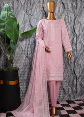 HZ Textiles Embroidered Slub Cotton 3 Piece Unstitched Suit HZ25EMS EMC-27