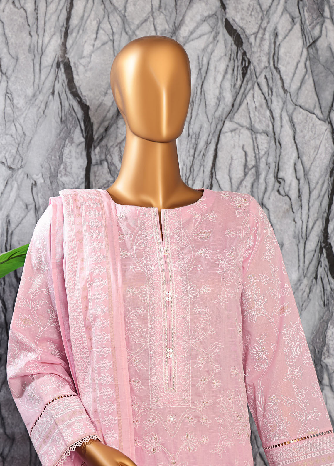 HZ Textiles Embroidered Slub Cotton 3 Piece Unstitched Suit HZ25EMS EMC-27 HZ Textiles Embroidered Slub Cotton 3 Piece Unstitched Suit HZ25EMS EMC-27