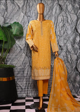 HZ Textiles Embroidered Slub Cotton 3 Piece Unstitched Suit HZ25EMS EMC-35