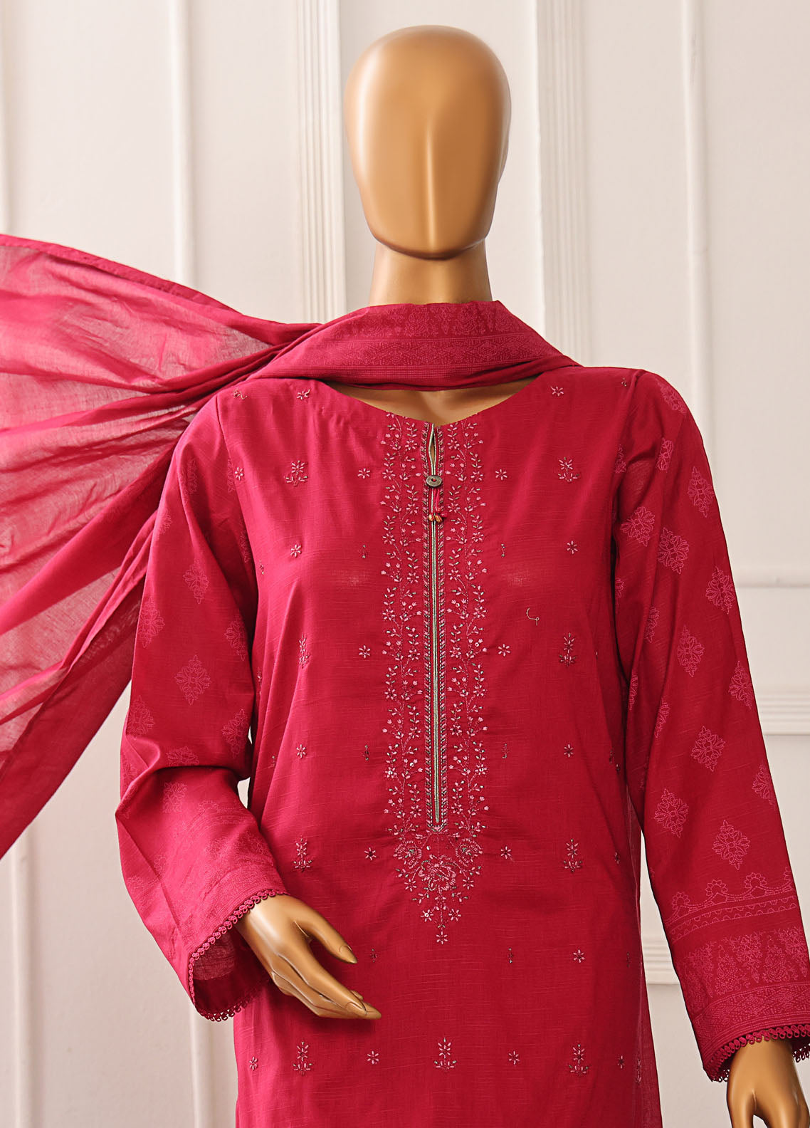 HZ Textiles Embroidered Slub Cotton 3 Piece Unstitched Suit HZ25EMS EMC-39 HZ Textiles Embroidered Slub Cotton 3 Piece Unstitched Suit HZ25EMS EMC-39