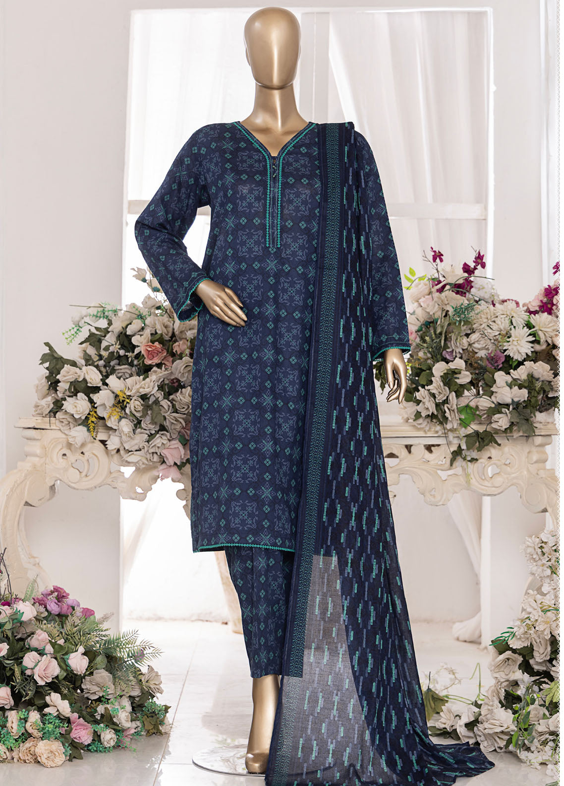 HZ Textiles Printed Cambric 3 Piece Unstitched Suit HZ25MD MSC-202A HZ Textiles Printed Cambric 3 Piece Unstitched Suit HZ25MD MSC-202A