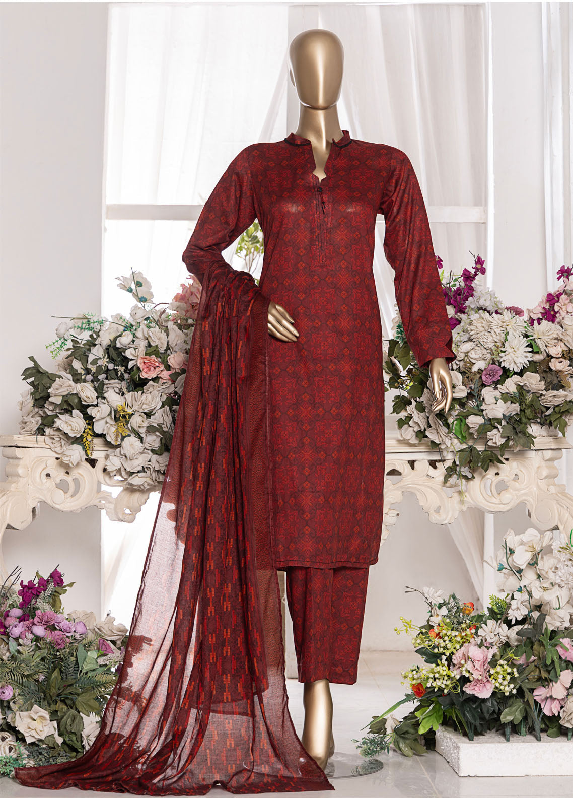 HZ Textiles Printed Cambric 3 Piece Unstitched Suit HZ25MD MSC-202B HZ Textiles Printed Cambric 3 Piece Unstitched Suit HZ25MD MSC-202B