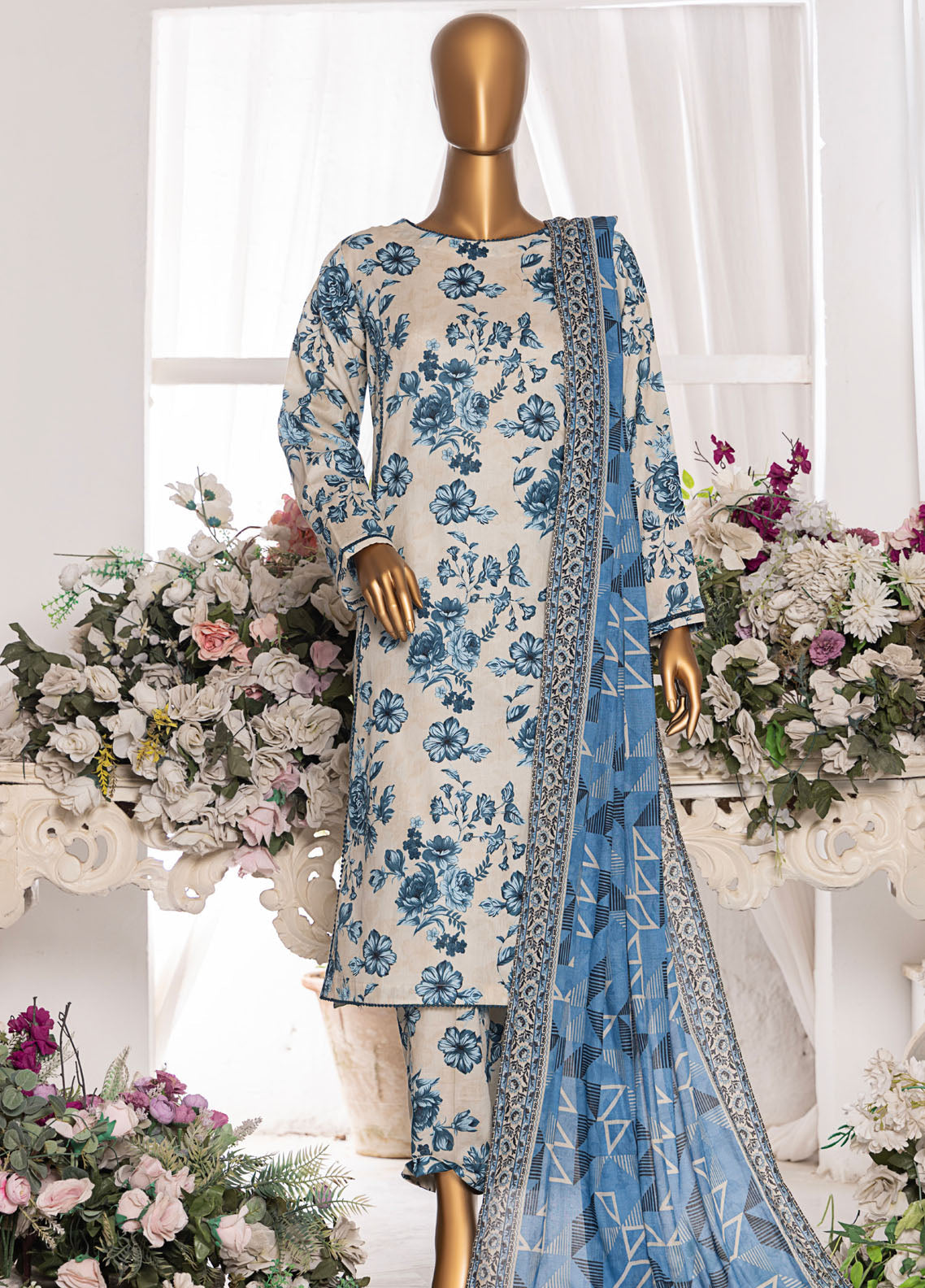 HZ Textiles Printed Cambric 3 Piece Unstitched Suit HZ25MD MSC-204A HZ Textiles Printed Cambric 3 Piece Unstitched Suit HZ25MD MSC-204A