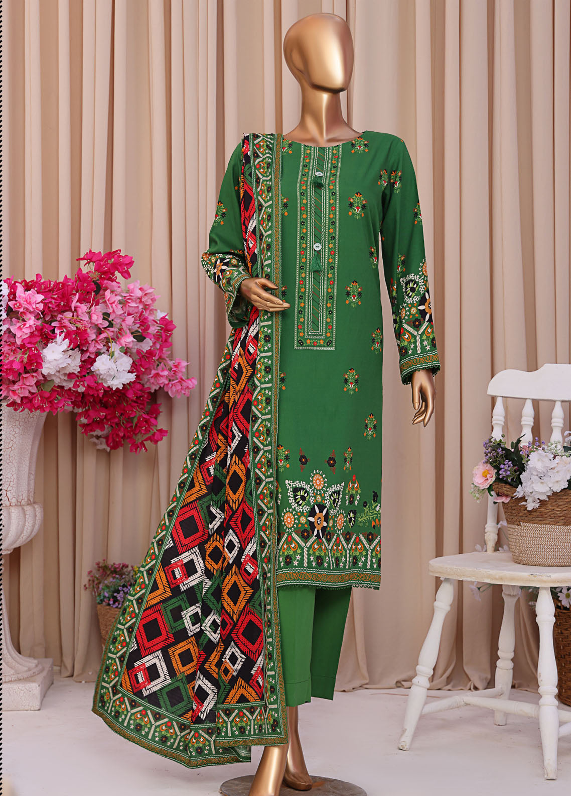 HZ Textiles Printed Linen Slub 3 Piece Unstitched Suit HZ25LSS LSD-301 HZ Textiles Printed Linen Slub 3 Piece Unstitched Suit HZ25LSS LSD-301