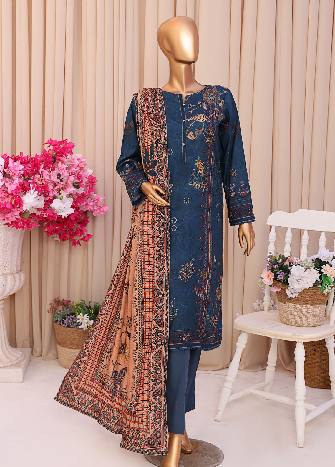 HZ Textiles Printed Linen Slub 3 Piece Unstitched Suit HZ25LSS LSD-302 HZ Textiles Printed Linen Slub 3 Piece Unstitched Suit HZ25LSS LSD-302